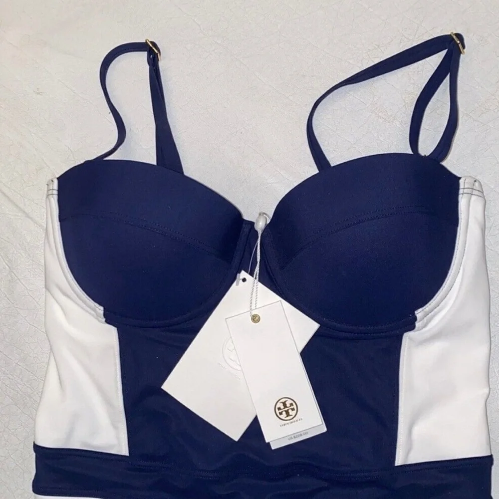 NWT Tory Burch Navy and White One Piece Bathing Suit